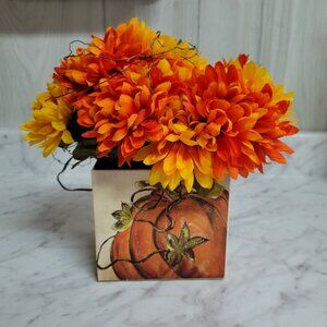 Fake Fall Flowers Decoration with String Lights in Box
